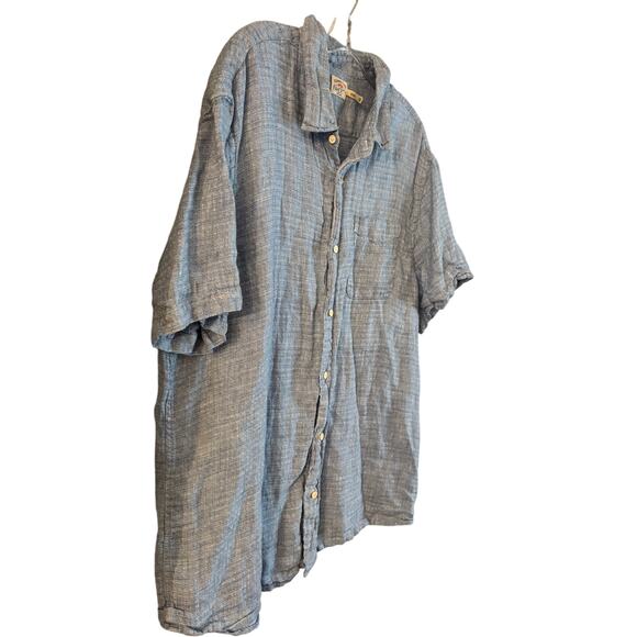 Faherty Men’s Palma 100% Linen Short Sleeve Button Up Shirt Blue Size XXL - Picture 7 of 7